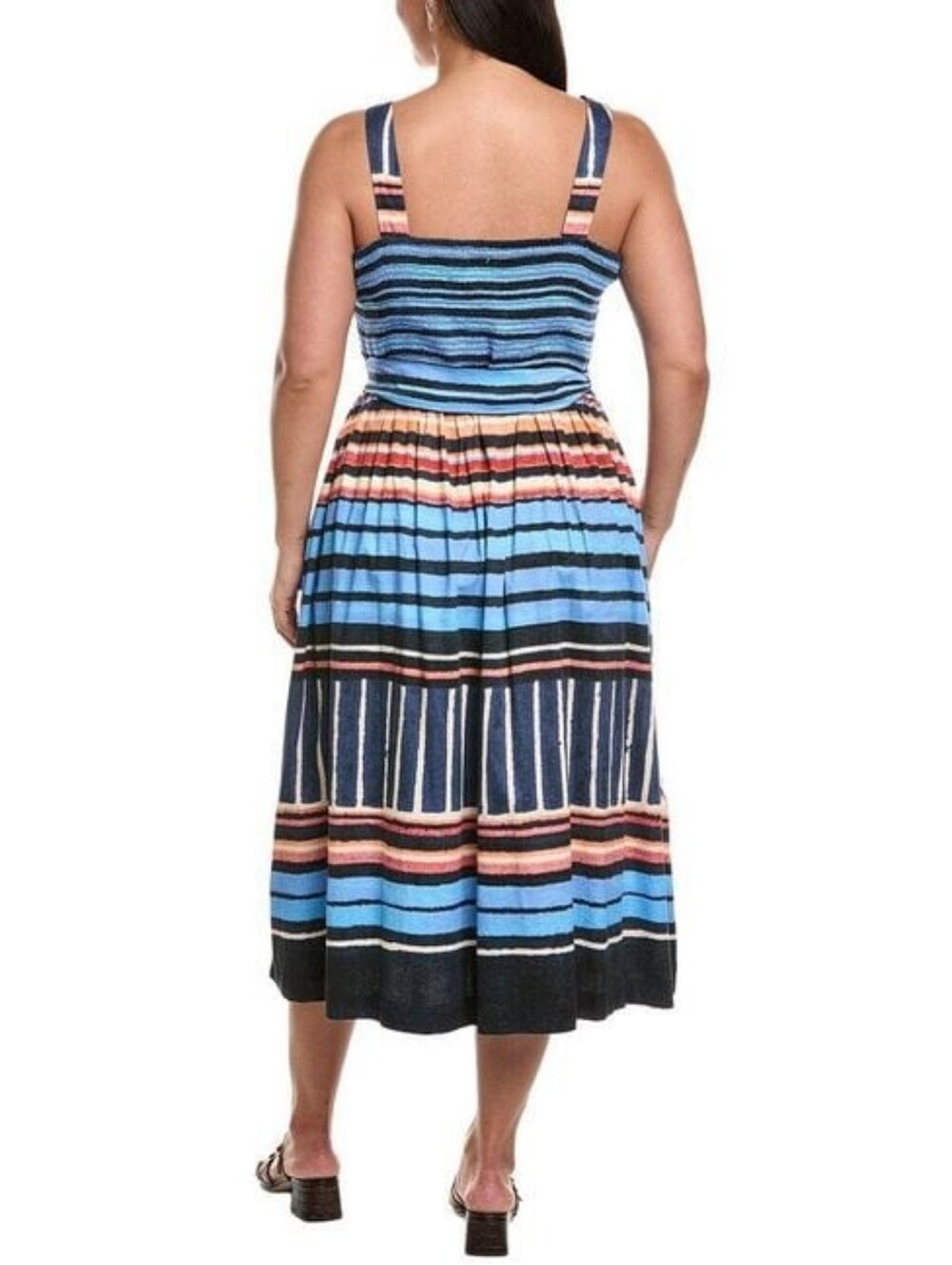 NIC+ZOE Multi-color Striped Sleeveless Maxi Dress Large Smocked Back NWT - Picture 3 of 14